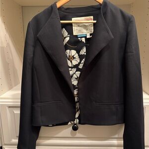 Anthropologie Black Blazer with Floral Lining